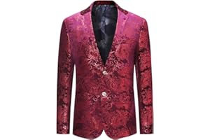 Allthemen Men's Casual Blazer Paisley Jacquard Suit Jackets Slim Fit Floral Print Stylish Blazer Coats Chic Jackets