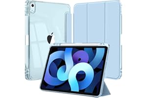 ESPZANTHIC Custodia per iPad Air 11 Pollici M3/M2 (2025/2024), iPad Air 5a/4a 10,9 Pollici 2022/2020 con Portapenne, il Involucro Posteriore Trasparente Supporto Cover Sottile Tablet, Blu Chiaro