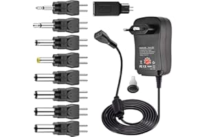 HELPERS LAB Odwracalny uniwersalny transformator polaryzacyjny 3 V 4,5 V 5 V 6 V 7,5 V 9 V 12 V 30 W AC DC zasilacz wielozadaniowy z 9 DC Złącza do elektroniki domowej