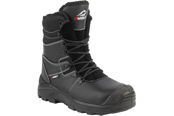 BWOLF GRIZZLY Vinterarbetsskor för män S3 vinter säkerhetsskor män S3, vatten- och oljebeständiga, halkfria, med re-flect-teknik och ergonomisk sula