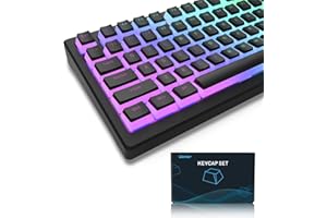 WOMIER XVX Pudding Keycaps,141+24 Custom Keys Set, OEM Profile, Universal Compatiability for 100%, 75%, 65%, 60% Keyboard (Black)