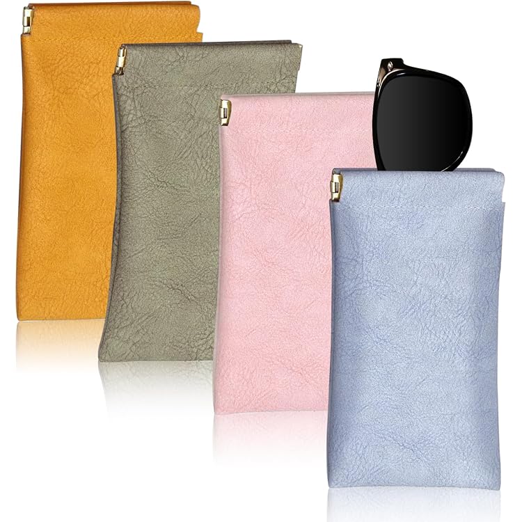 Lot De 3 étuis Souples Pour Lunettes – Cuir PU Avec Fermeture Snap – Inclus 3 Chiffons De Nettoyage