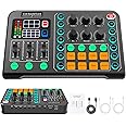Professional Audio Mixer,Audio Interface with DJ Mixer Live Sound Card Effects and Voice Changer,48V Phantom Power Stereo DJ Studio Streaming, Prefect for Streaming/Podcasting/Gaming