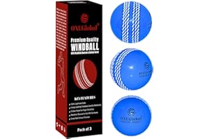 ONEGlobal Premium Windball Soft Cricket Ball | Durable Materials, Realistic Colour Seam, True Bounce & Swing | Wind Ball Cricket Balls for Outdoor & Indoor Practice, Coaching, Garden & Beach Games