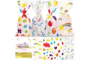 Bighan 100 Pezzi Sacchetti Regalo Compleanno Bambini, Sacchetti Regalo, Sacchetti per Caramelle Biscotto, Sacchettini Regalo Compleanno, Borsa di Regalo per Festa, Borsa di Regalo per Matrimonio