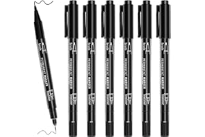 NEWATTY 6 Pennarelli Neri Punta Fine, Doppia Punta Pennarelli Indelebili Neri Marcatori Permanenti Fineliner Set Pigment Liner Pen Marcatori Permanenti Penne per Vetro Legno Pietra Disegno Sketching