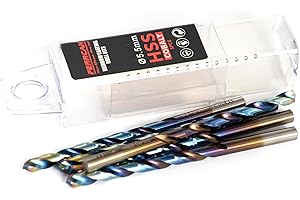 Ferrcan Punte per metallo HSS DIN338 M35 5% cobalto finitura rainbow per forare in acciaio inox, ferro e altri metalli (confezione da 5 pezzi per misura)