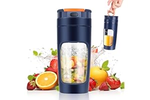 GERBALA Lekki Przenośny Blender, ręczny mikser do owoców o pojemności 600 ml, mocny bezprzewodowy mini blender, z możliwością ładowania, smoothie, koktajle białkowe, kruszy lód i mrożone owoce (Niebieski)