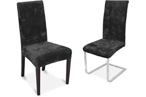 ‎BEAUTEX BEAUTEX 2er Set Stuhlhussen, elastische Stretch Hussen Bi-Elastic, Motiv und Farbe wählbar (Motiv Maya, Farbe Schwarz)