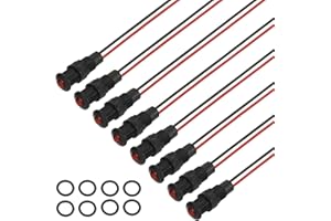 PATIKIL 8mm Red Signal Indicator Lights, 8 Pack AC/DC 12-24V Panel Mount Waterproof Warning Lamps for Industrial Electrical Car Motorcycles Boats Directional Dash Light, Black