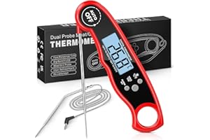 maxtachi Termometro Cocina, Doble Sonda Termometro Digital Cocina de Lectura Instantánea & Precisa, Alambre, Termometro Carne Horno para Carne, BBQ, Horno, Liquidos, Aceite, Regalos