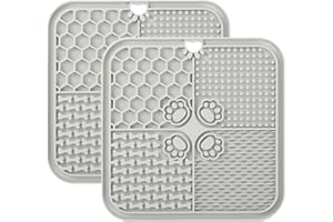 YEICXOH Leckmatte Hund Leckmatte für Hunde, Futtermatte für Butter & Joghurt, Hundespielzeug für Baden, Training & Fellpflege (2er-Pack Grau, 20X20 cm)