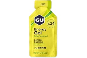 GU ENERGY GEL - Citron - Boîte de 24 gels - Gel énergétique - Sodium - BCAA - Idéal pendant l'effort 100Kcal