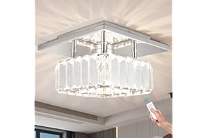 diisunbihuo Mini Kristall Kronleuchter Große Kristall Deckenlampe Runde LED Pendelleuchte für Flur Treppe (kühl weiß) (Square SJT Dimmbar)