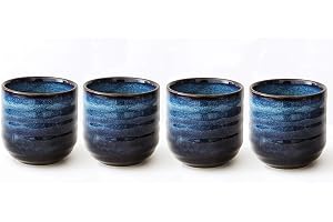 Lxuwbd Japansk stil keramik teset, tekopp, kaffekopp, Yerba Mate-set, keramisk matmugg, set med 4