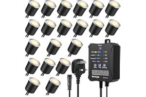 SMY Lighting Dimmable LED Deck Lights with Timer and Photocell Sensor and Protecting Shell φ32mm,20Pack Outdoor LED Smart Deck Lighting IP67 Waterproof for Garden,Yard Stair, Patio, Floor Decoration