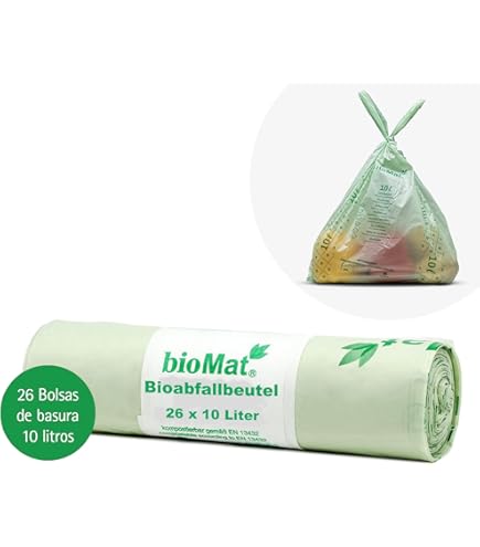 Bolsas Basura Orgánicas Papel Kraft - 75 Unidades 22+11x28cm Gancho Compostables