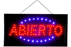 CUCUBA Cartel luminoso LED con inscripción abierto 48 x 25 x 2 cm – [Clase energética A]