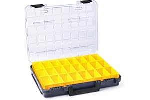 WFIX Skrzynka asortymentowa przezroczysta ze składanym uchwytem | Bosch Sortimo T-BOXX antracyt wraz z pojemnikiem B3 | pudełko do sortowania śrub małe | idealne pudełko do przechowywania śrub