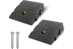YOUSHANGRO Rampas de bordillo Antideslizantes, 2 Unidades, rampa para Silla de Ruedas, Coches y Motos, plástico Resistente, Altura 7-13 cm, Incluye 2 Pernos de fijación