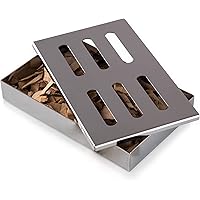 Blumtal Smoker Räucherbox aus rostfreiem Edelstahl - Gas-Grillzubehör oder Holzkohlegrill, 20x13x3,5cm, Silber