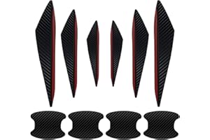 Haisheng 6 Stück Auto Universal Kohlefaser Canards Frontstoßstange Auto Fin Splitter Spoiler Luftdurchfluss Luftzufuhr Front Lip Splitter mit 4 Auto Griff Aufkleber (3 Größe)