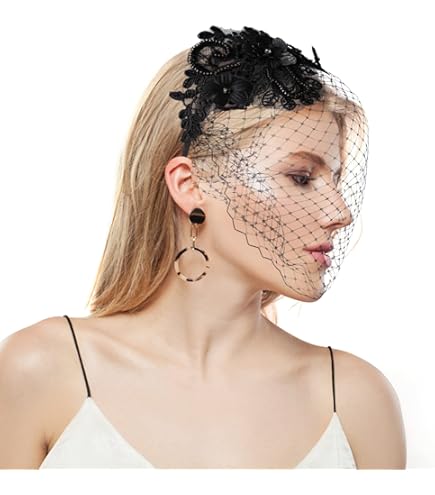 Holibanna Fascia Per Capelli Anni '20 Con Velo E Strass – Copricapo Elegante Con Rete Nera Per Matrimoni, Festa A Tè E Compleanni - 2
