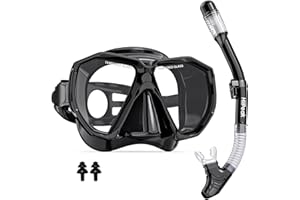 ‎HIIPEAK Hiipeak Schnorchelset Erwachsene, Taucherbrille Erwachsene mit Dry Schnorchel, Anti-Fog Anti-Leck Taucherbrille mit Schnorchel aus gehärtetem Glas, Schnorchelsets für Schnorcheln und Tauchen