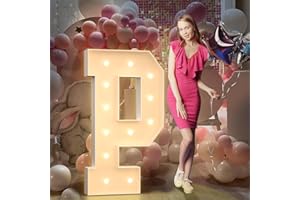 MIXIFOX 4FT Light Up Letters Birthday Decoration: Large Cardboard Letters P for Party, Marquee Letters for Graduation Decorations Baby Shower Wedding Decor, Mosaic Balloon Arch Stand Pre-cut DIY Number
