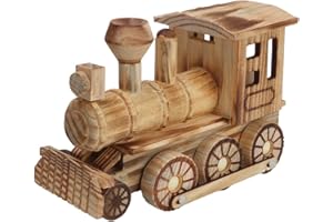 Kinder Lokomotive Modell Mini Holz Dampfzug Spielset Holz Simulation Spielzeug Dekoration Handwerk mit Rädern für Kleinkind