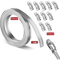 Colliers De Serrage Acier Inoxydable 304 - Bande Perforée 3.5m + 12 Fixations - Résistant Corrosion