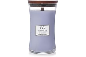 WoodWick Duża świeca zapachowa w kształcie klepsydry, lawendowe spa, z trzaskającym knotem, czas palenia: do 130 godzin