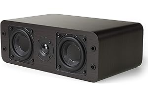 Micca OoO Slim Center Channel Lautsprecher mit 7.6 cm Tieftönern und Seidenhochtöner, dünnes Design unter 10.2 cm Höhe, für Desktop Stereo oder Heimkino, Surround Sound, einzeln, dunkles Walnuss