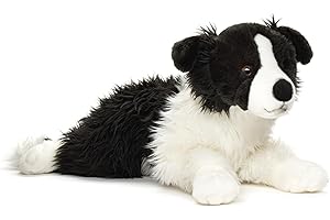Uni-Toys - Border Collie czarno-białe, leżące (bez naczyń) - 64 cm (długość) - pluszowy pies, zwierzę domowe - pluszowa zabawka, przytulanka