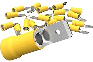 AUPROTEC 10x Flachstecker 4,0-6,0 mm² gelb/Steckbreite 6,3 mm Teilisoliert PVC männlicher Steckverbinder MDD Kabel-Verbinder aus Messing verzinnt