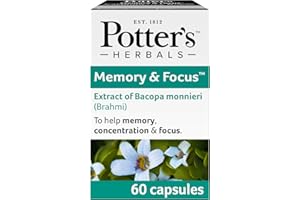 POTTER'S HERBALS EST. 1812 Potter's Herbals Memory & Focus | 60 Easy-to-Swallow Capsules | Contains Bacopa Monieri | To Help Support Concentration And Memory And Focus