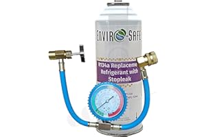 ENVIRO-SAFE R134a Kältemittel Ersatz für R134a mit klimadichtmittel Leck Stopp - Made in USA (134a w/StopLeak + Ladeschlauch)
