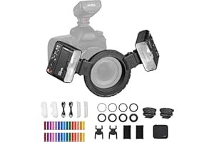 GODOX MF12-K2 2PCS Macro Flash 2.4G Controllo della trasmissione wireless Numero guida 16 Modalità TTL M con filtro colorato Cold Shoe per piante da ritratto Insetti Cibo Gioielli Fotografia Macro