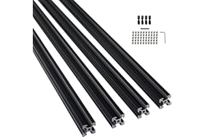 GooEquip 4 pezzi 500mm Profilo in alluminio estruso 2020 V-Slot Nero Standard Europeo Estrusioni in alluminio anodizzato 20x20 per stampante 3D fai da te e macchine CNC