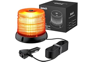 ‎JUSTECH Justech 72LED Warnleuchten Notbeleuchtung Rundumleuchte 16x16x12.5cm Blitzleuchte 6 Blitzmuster mit 5m Netzkabel 12/24V Amber Notfallblinklampe Magnetfuß mit E57 Zulassung und Zigarettenanzünde