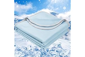PHF Kühldecke 150x200cm, Arc-Chill Q-Max>0.5 doppelseitige selbstkühlende Kühldecke, Schweißabsorbierende und Atmungsaktive Ice Blue Bettedecke Sofadecke Wohndecke Reisedecke (Blau)