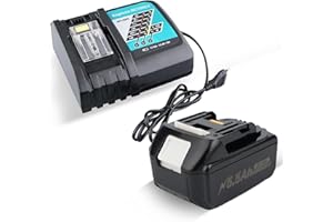 BXOXD Batería de repuesto para Makita (5500 mAh, 18 V, incluye cargador, BL1860B, BL1850, BL1840B, LXT400, DC18RC 3 A, carga rápida, protección contra sobrecalentamiento)