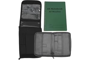 TACTIPRO Waterproof notepad book holder pouch for Notebook A5 Notepad & all weather A5 folder project notebook writing pad. 11 pocket Tactical notebook map cover Binder document case Army Military, Black