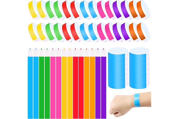 LOMIMOS 700 PCS Bracelets en Papier, Imperméables Bracelets d'Identification, Bracelet Entrée, Bracelets Événementiels Colorés pour Les Soirées Festival de Musique Evénements Clubs Concert