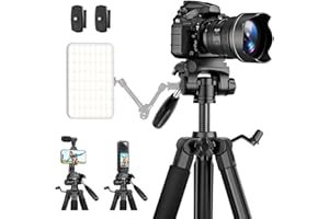 JOILCAN Statyw do aparatu, 74,5"/190 cm, aluminiowy statyw do Canon Nikon DSLR z odłączaną głowicą, kompaktowy przenośny statyw podróżny do telefonu/smartfona i lornetki z uchwytem na telefon i torbą