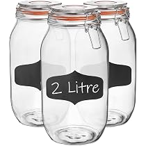 Argon Tableware Vorratsgläser 1 Liter Mit Gold-Deckel – 3er-Set, Skandinavisch, Luftdicht