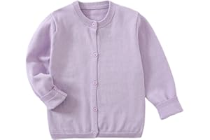 Yealoo Chaqueta de punto para niña, uniforme escolar, chaqueta de algodón, chaqueta para niños y niñas, cuello redondo, manga larga, suéter con botones