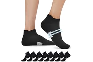 FALARY Chaussettes de sport pour hommes et femmes 8 paires Chaussettes de course Chaussettes en coton respirantes Chaussettes courtes Chaussettes de cheville Demi-chaussettes Taille 35-50 Noir Blanc