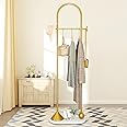TIEOU Metal Gold Coat Rack Freestanding, Entryway Coat Rack Stand, Hat Coat Hanger Stand, Hall Tree Coat Rack, Gold Clothing Rack, Small Clothing Rack, Clothes Garment Rack, Modern Coat Rack, Gold