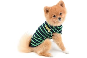 PAIDEFUL Vêtements pour petits chiens, chats, garçons et filles, été à rayures classiques T-shirt gilet respirant en coton T-shirt sans manches Chihuahua Yorkshire
